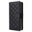For iPhone 12 mini Zipper Wallet Case Rhombus Leather Handbag Phone Cover - Black - 7