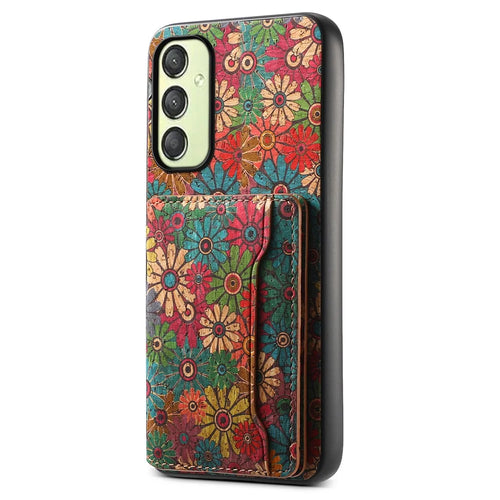 For Samsung Galaxy A25 5G (Global) (161.0 X 76.5 X 8.3mm) Case Floral Print PU+TPU+PC Phone Cover with Kickstand - Spring / Green - 1