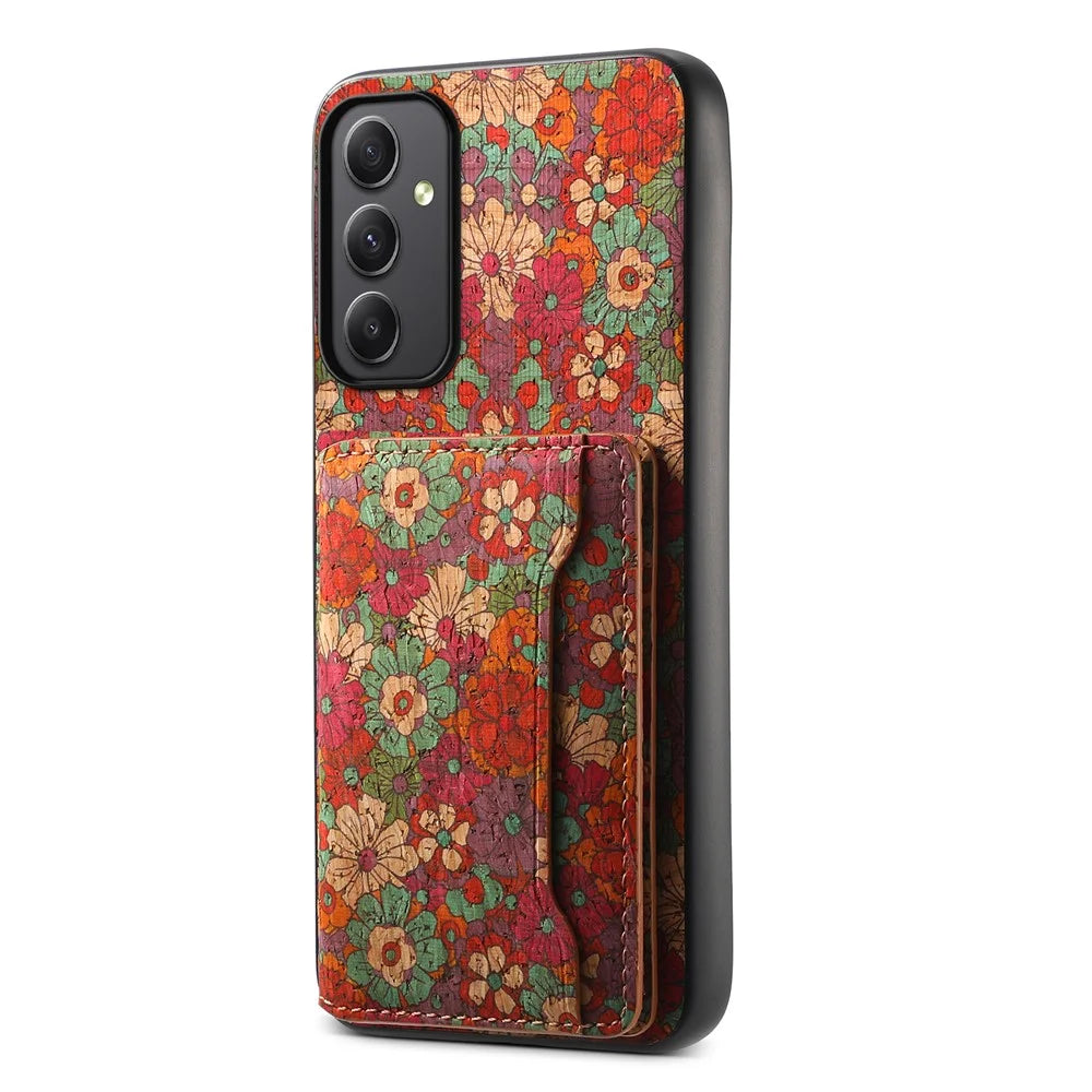 For Samsung Galaxy A35 5G Cases Floral Pattern PU+TPU+PC Kickstand Phone Cover Card Slot - Summer / Red - 1
