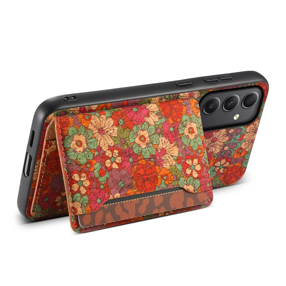 For Samsung Galaxy A35 5G Cases Floral Pattern PU+TPU+PC Kickstand Phone Cover Card Slot - Summer / Red - 2