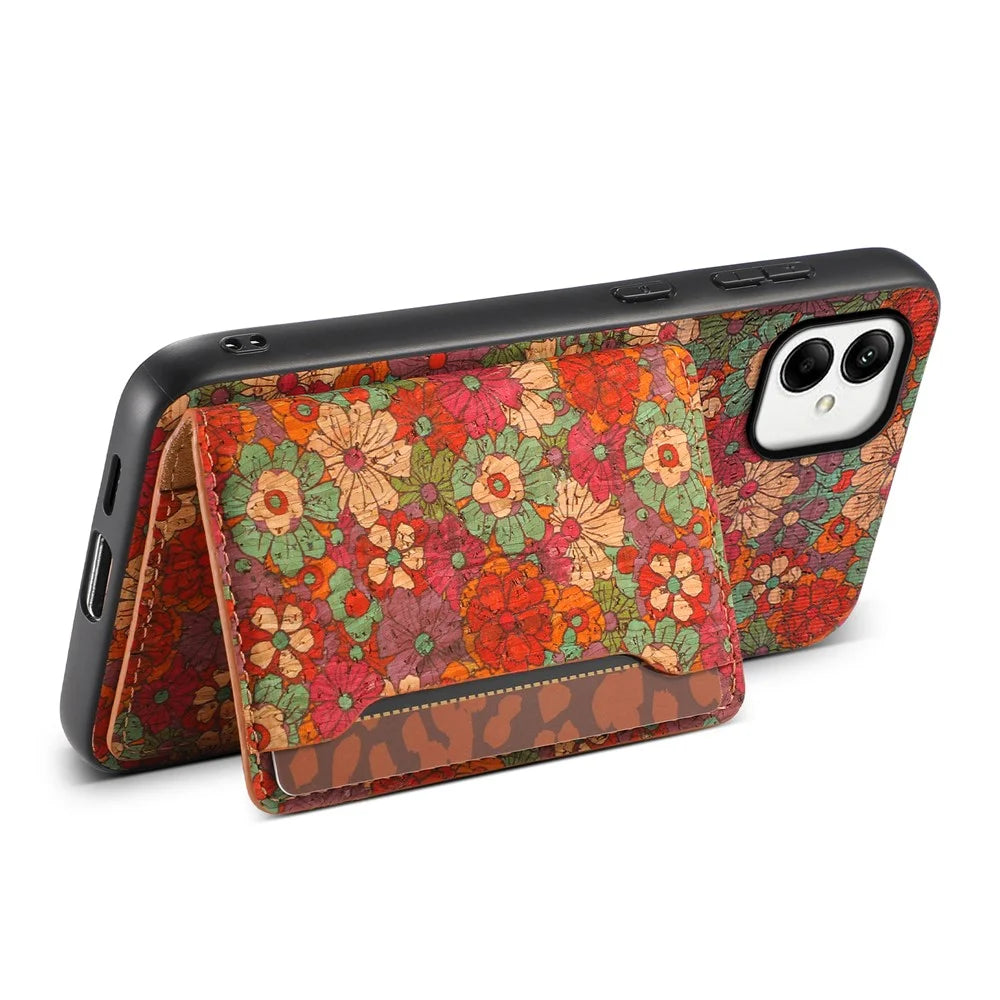 For Samsung Galaxy A05 4G Cases Floral Pattern Card Slot Kickstand PU+TPU+PC Phone Cover - Summer / Red - 2