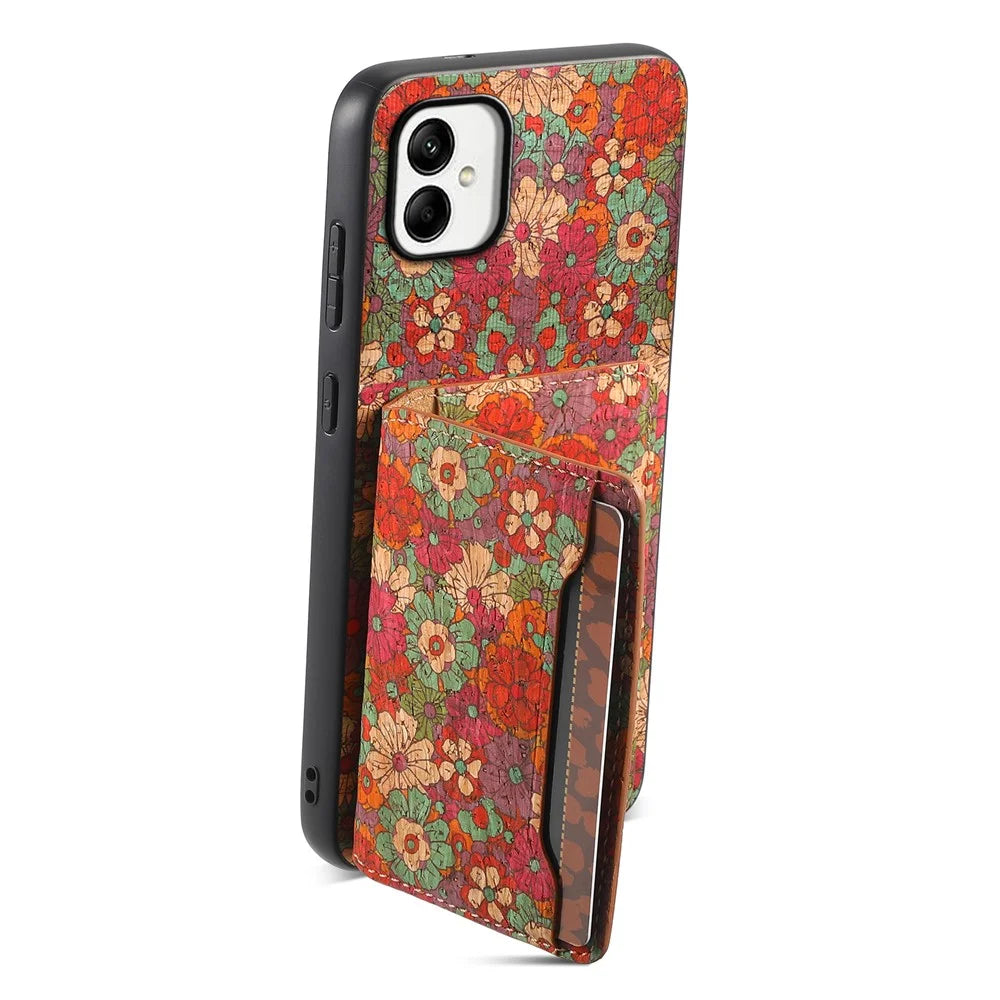For Samsung Galaxy A05 4G Cases Floral Pattern Card Slot Kickstand PU+TPU+PC Phone Cover - Summer / Red - 4