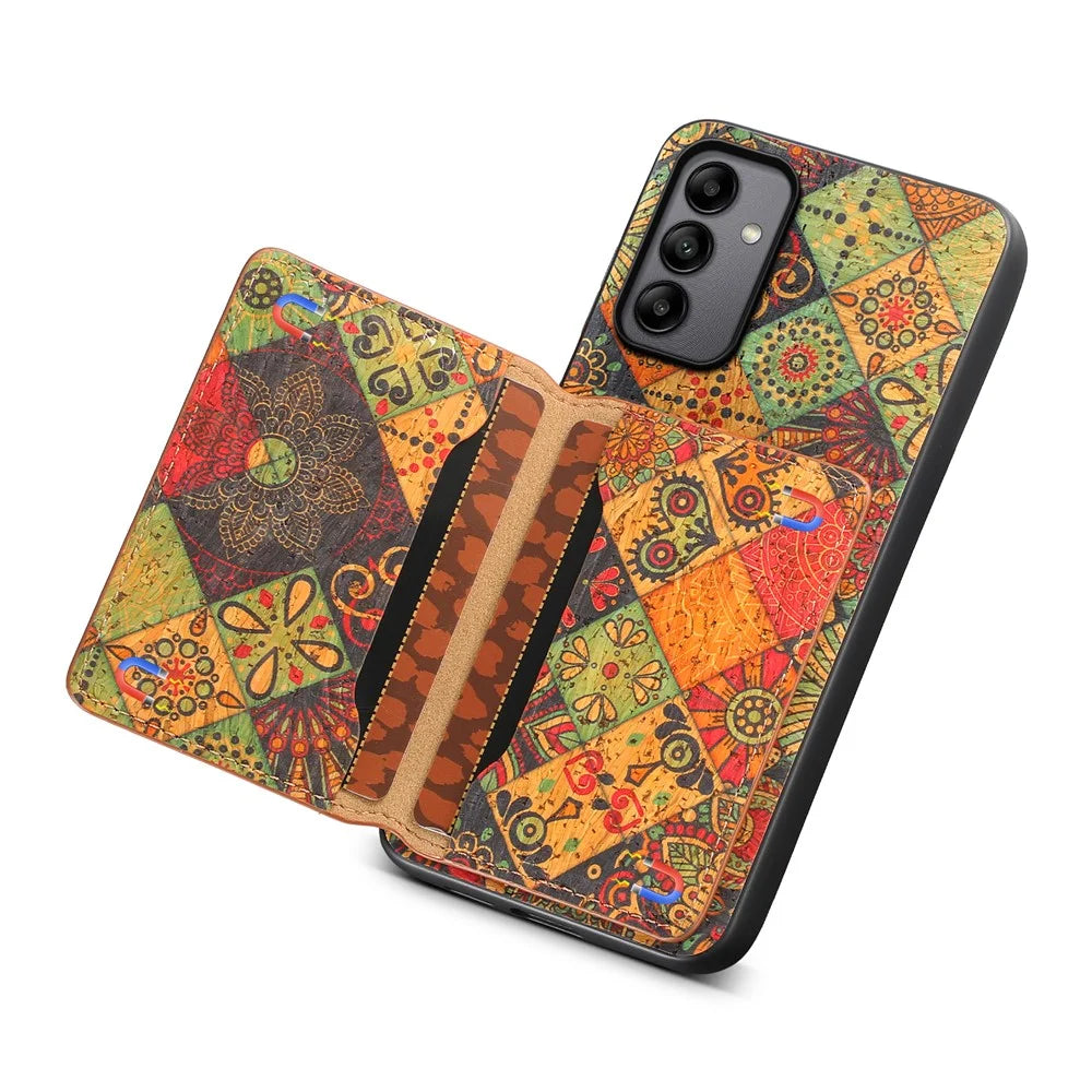 For Samsung Galaxy A05s 4G Case Colorful Florals Leather Back Cover with Card Holder Kickstand - Autumn / Yellow - 3