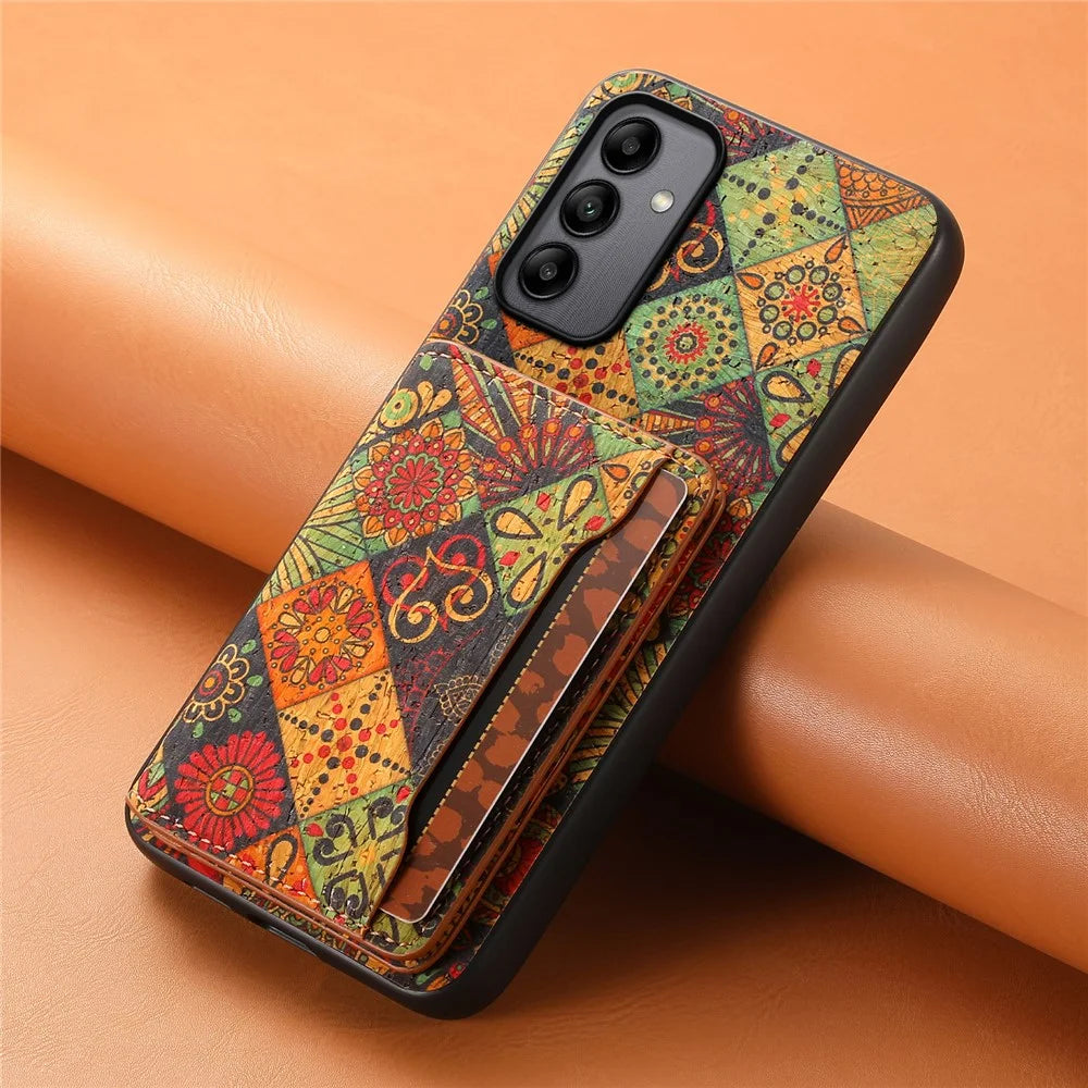 For Samsung Galaxy A05s 4G Case Colorful Florals Leather Back Cover with Card Holder Kickstand - Autumn / Yellow - 6