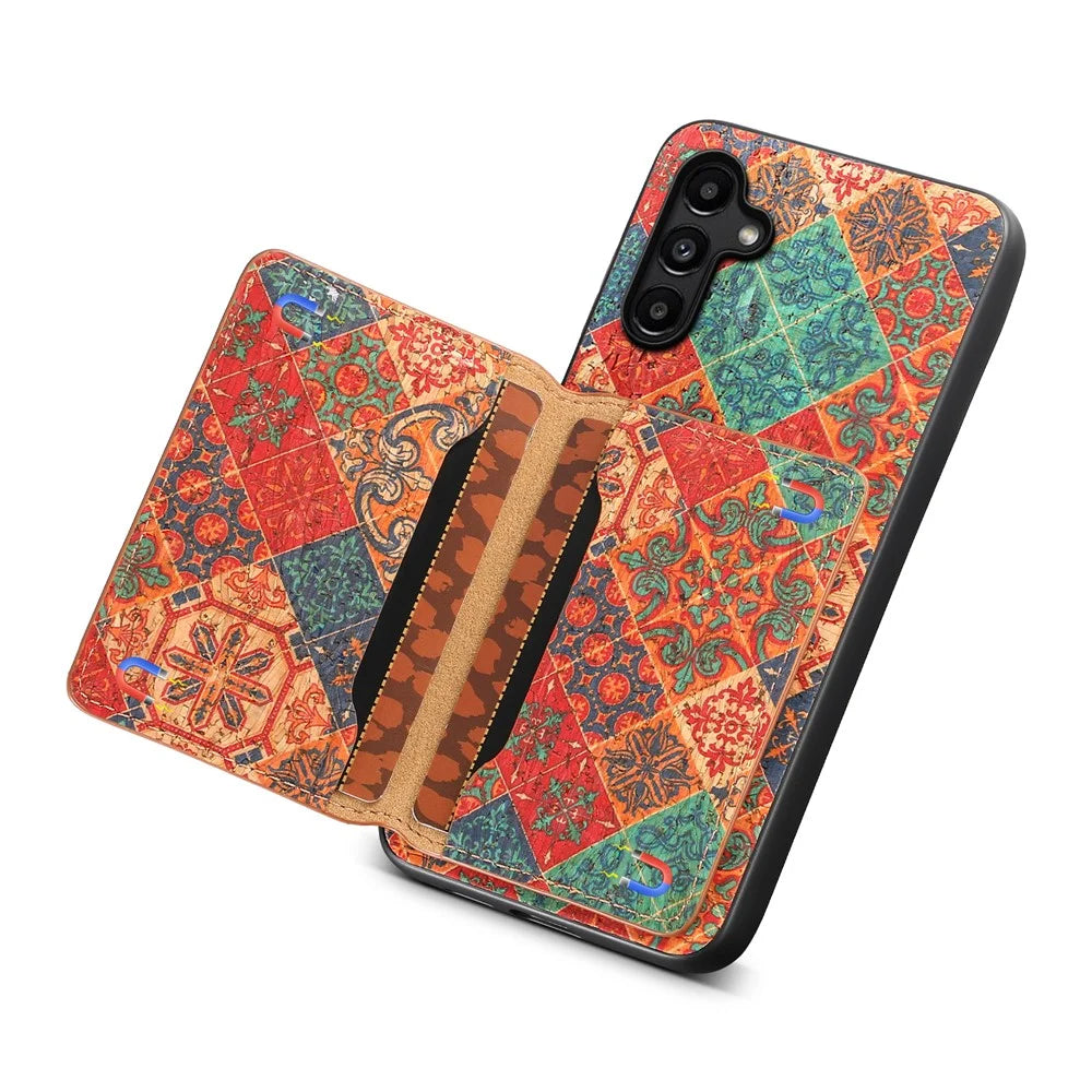 For Samsung Galaxy A15 5G Case Floral Pattern Card Slot Kickstand PU+TPU+PC Phone Shell - Winter / Blue - 3
