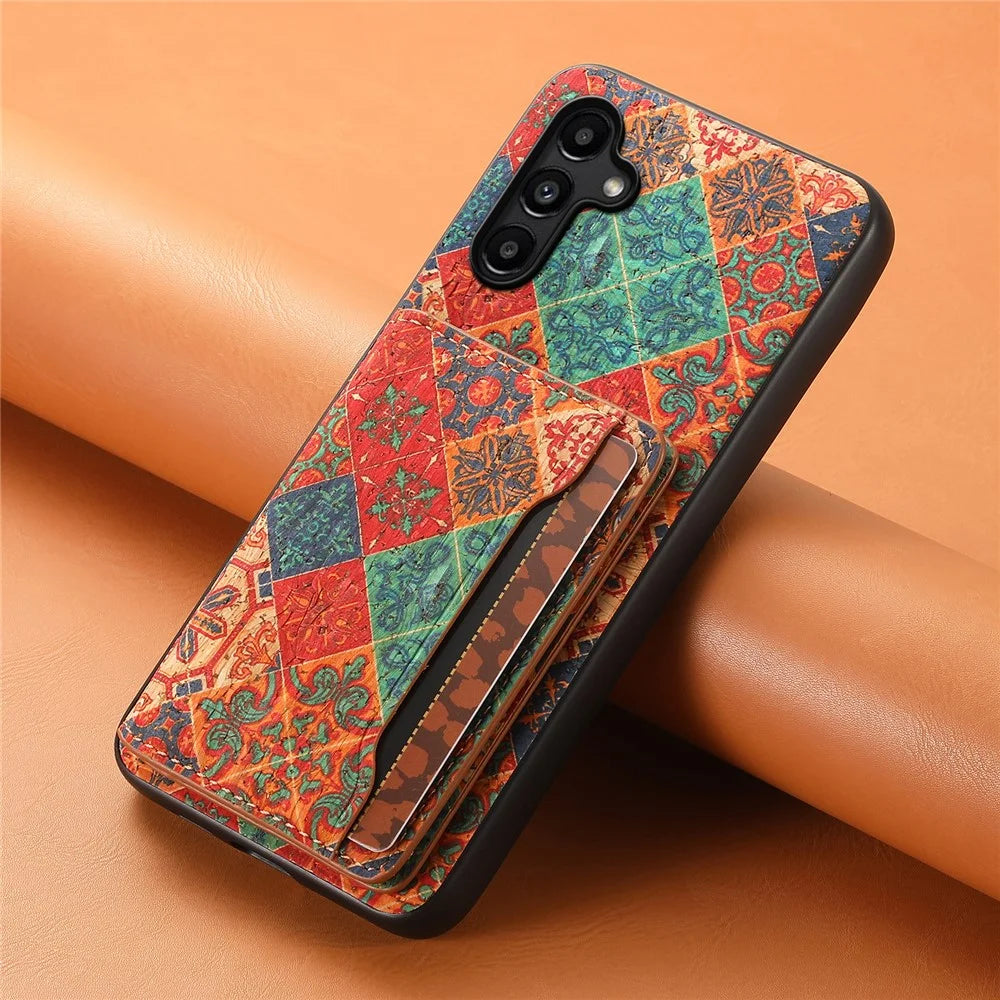 For Samsung Galaxy A15 5G Case Floral Pattern Card Slot Kickstand PU+TPU+PC Phone Shell - Winter / Blue - 6