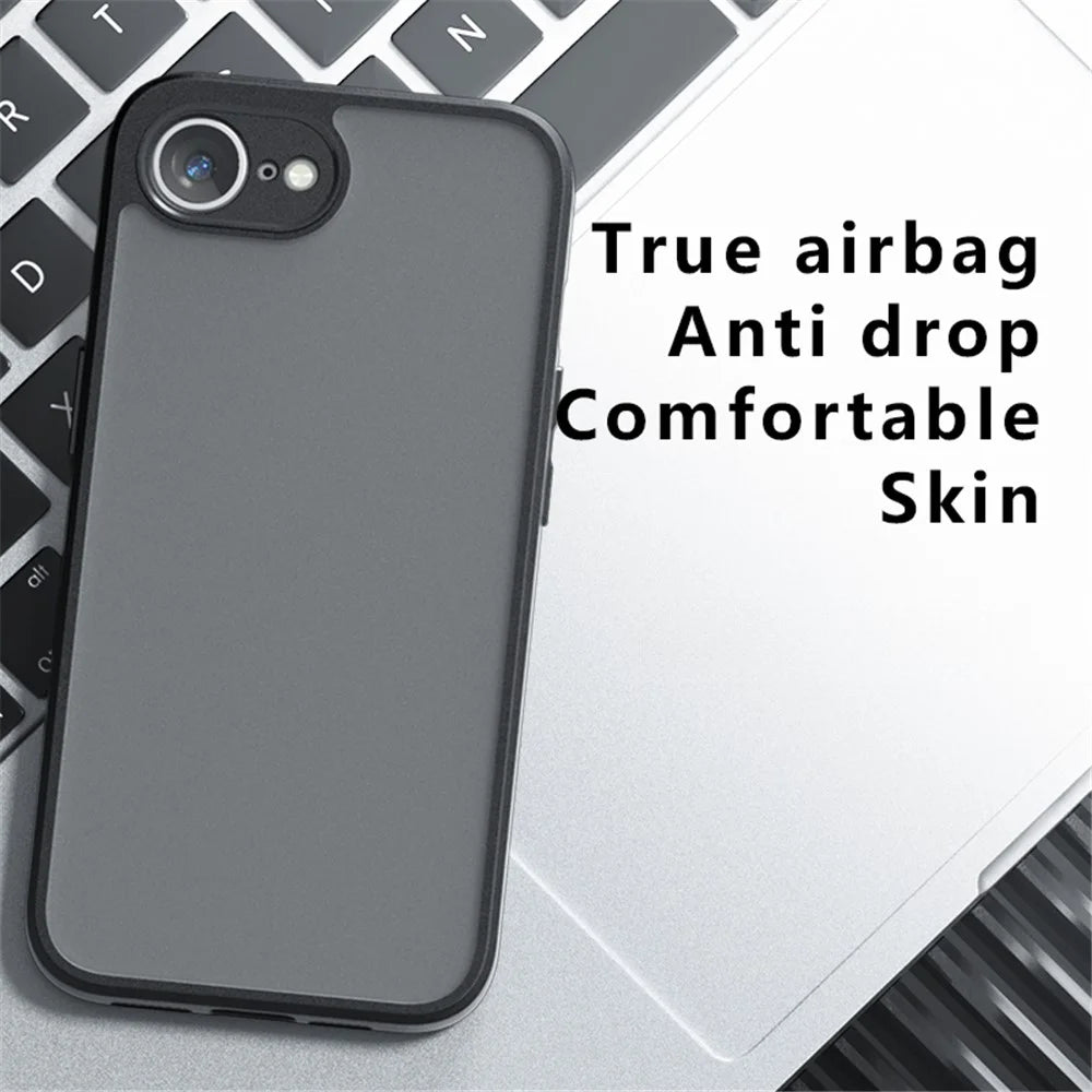 For iPhone 17e / 16e Case Skin-Touch TPU + PC Matte Phone Back Cover, Transparent Black - 2