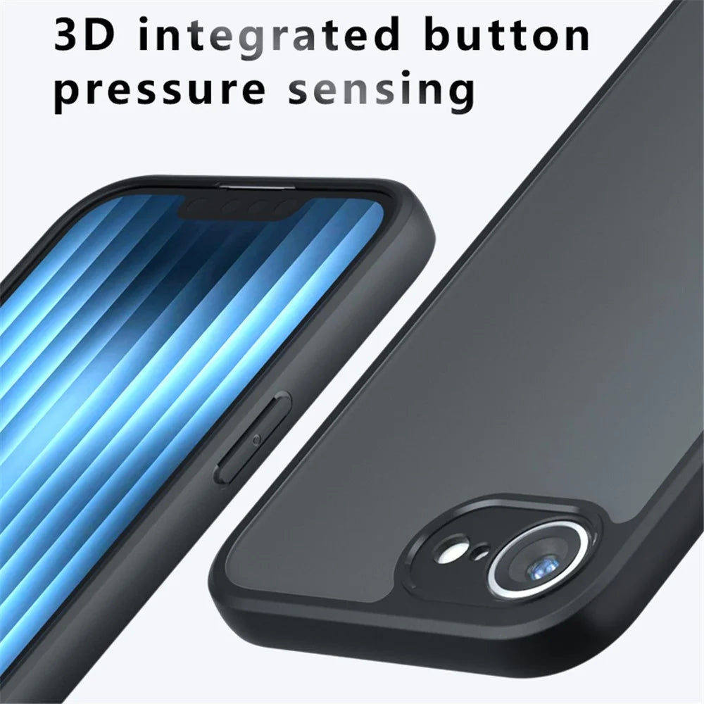 For iPhone 17e / 16e Case Skin-Touch TPU + PC Matte Phone Back Cover, Transparent Black - 4