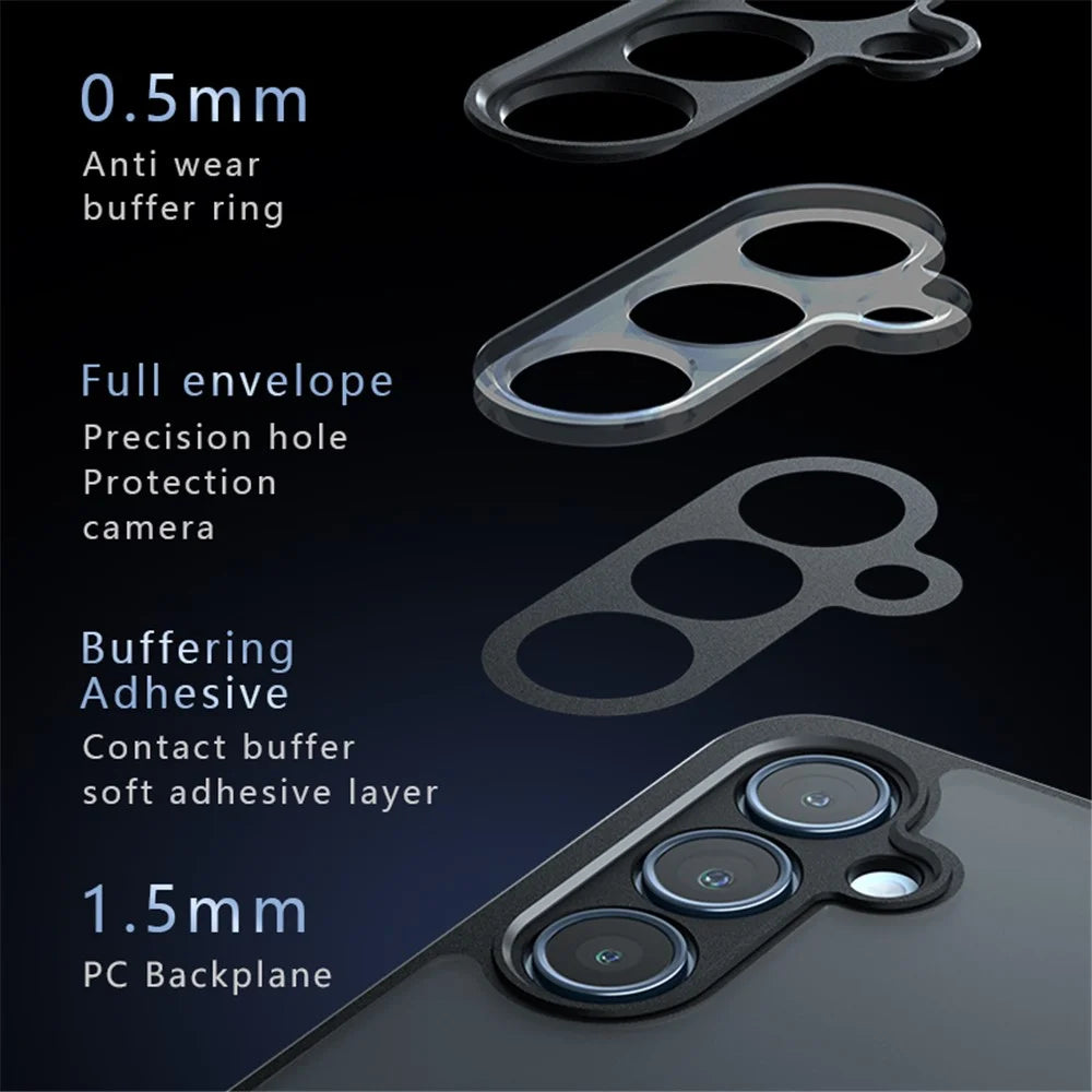 For Samsung Galaxy A55 5G Magnetic Case TPU+PC Armor Protective Phone Cover Anti-Fingerprint - Transparent Black - 7