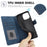 For iPhone 16 Pro Max Case Wallet PU Leather Stand Phone Cover with Wrist Strap - Blue - 5
