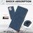 For iPhone 16 Pro Max Case Wallet PU Leather Stand Phone Cover with Wrist Strap - Blue - 7