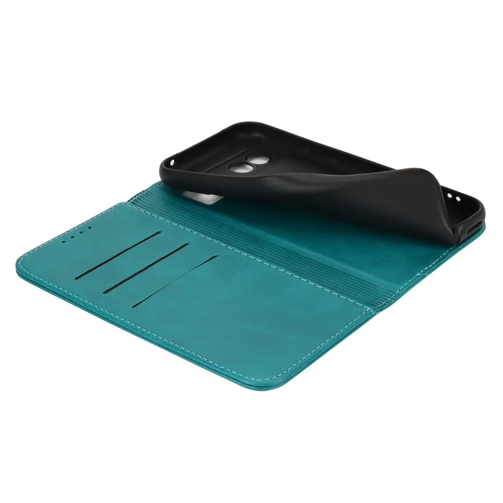 For Google Pixel 8a Case PU Leather Calf Textured Magnetic Closing Smart Phone Cover - Sky Blue - 7
