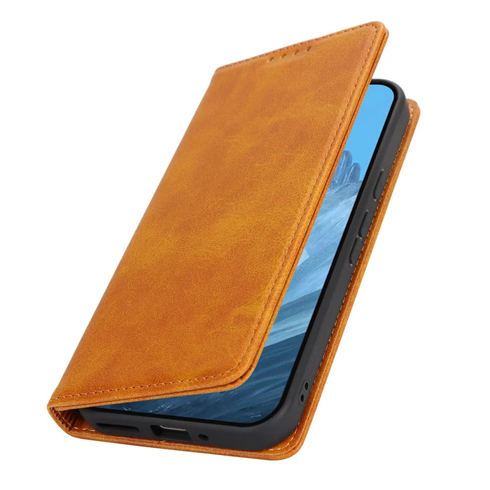 For Google Pixel 9 / Pixel 9 Pro Case PU Leather Wallet Magnetic Closing Phone Cover -  Light Brown - 5