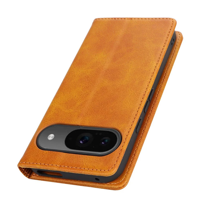 For Google Pixel 9 / Pixel 9 Pro Case PU Leather Wallet Magnetic Closing Phone Cover -  Light Brown - 6