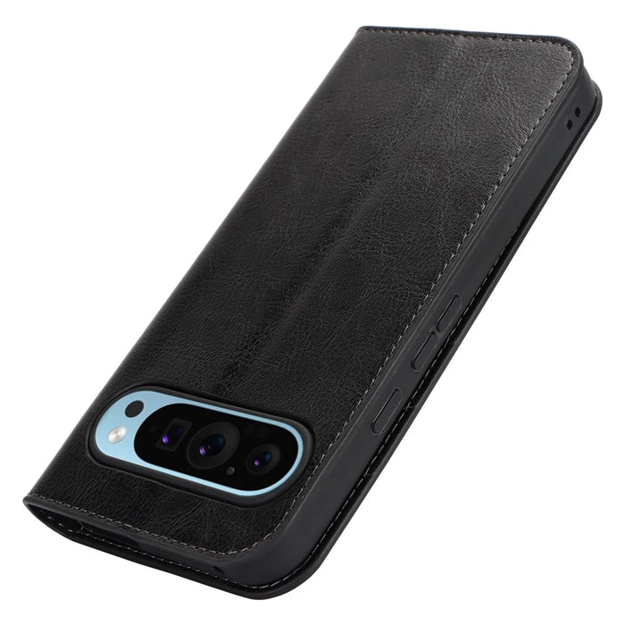 For Google Pixel 9 Pro XL Case Crazy Horse Texture Split Leather Wallet Phone Cover - Black - 5