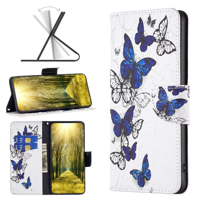 For iPhone 16 Pro Case Wallet Leather Flip Phone Cover Pattern Print - Butterflies - 4