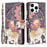BF03 For iPhone 16 Pro Case Pattern Print PU Leather Phone Cover with Zipper Wallet - Flowers and Elephant - 1