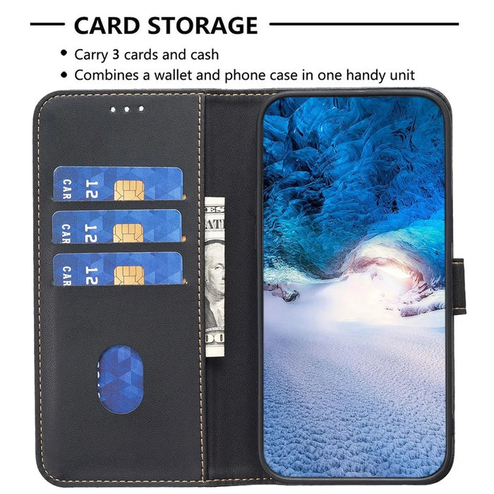 BINFEN COLOR BF17 For iPhone 16 Pro Max Case Flip Leather Wallet Phone Cover - Black - 3