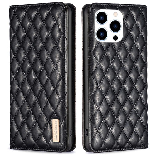 BINFEN COLOR BF Style-16 For iPhone 16 Pro Max Case PU Leather Phone Cover with Card Slots -  Black - 1