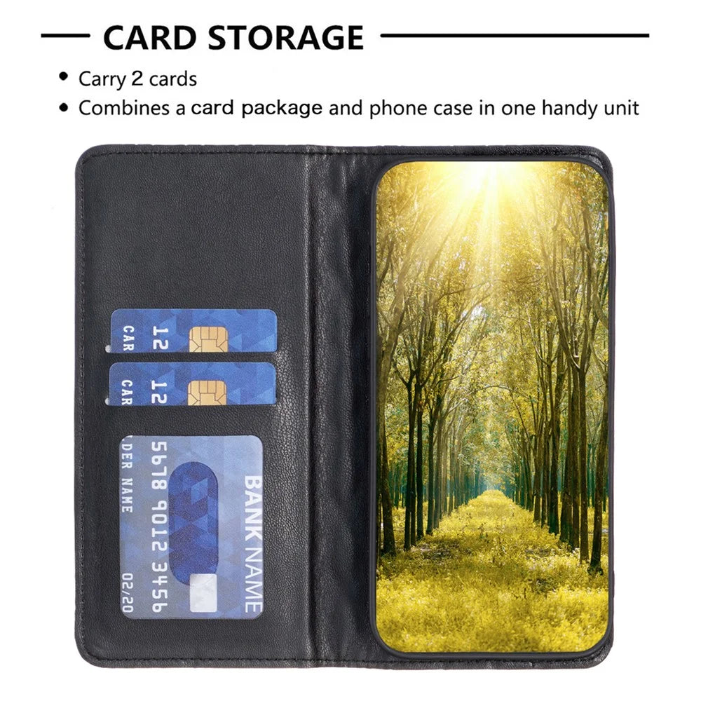 BINFEN COLOR BF Style-16 For iPhone 16 Pro Max Case PU Leather Phone Cover with Card Slots -  Black - 3