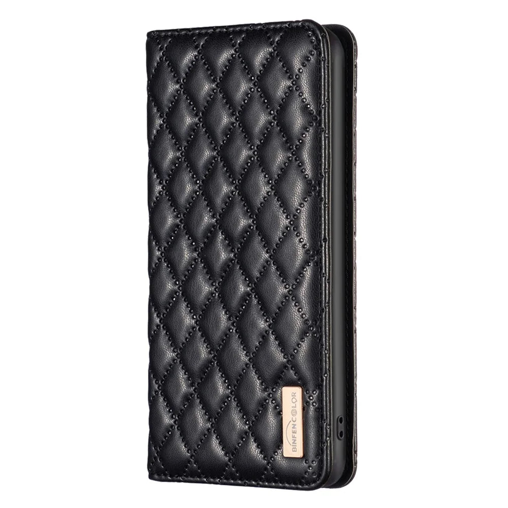 BINFEN COLOR BF Style-16 For iPhone 16 Pro Max Case PU Leather Phone Cover with Card Slots -  Black - 5
