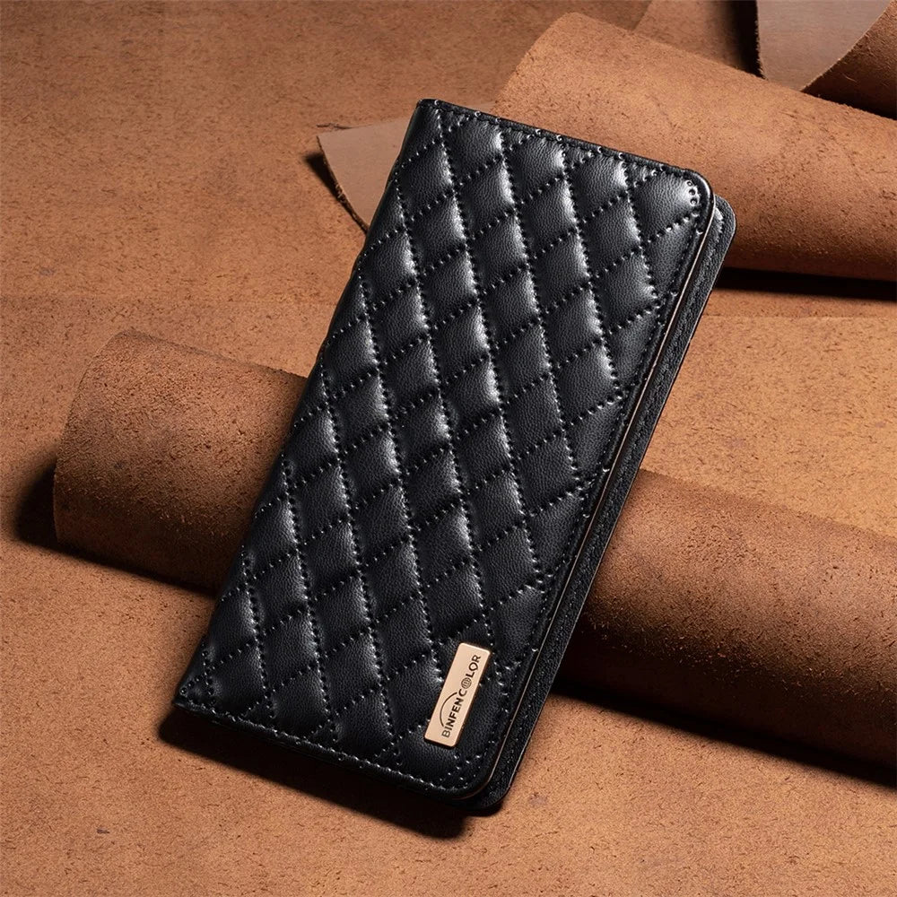 BINFEN COLOR BF Style-16 For iPhone 16 Pro Max Case PU Leather Phone Cover with Card Slots -  Black - 7