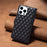 BINFEN COLOR BF Style-15 For iPhone 16 Pro Max Case Rhombus Imprint Leather Phone Cover - Black - 7