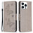For iPhone 16 Pro Max Case Wallet Leather Phone Cover Butterflyimprinted -  Grey - 1