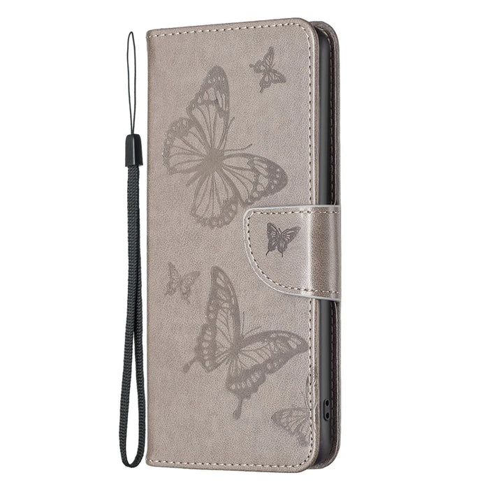 For iPhone 16 Pro Max Case Wallet Leather Phone Cover Butterflyimprinted -  Grey - 4