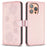 For iPhone 16 Pro Case Lucky Clover Pattern Leather Phone Cover - Pink - 1
