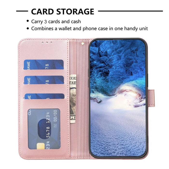For iPhone 16 Pro Case Lucky Clover Pattern Leather Phone Cover - Pink - 3