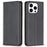 BINFEN COLOR BF18 For iPhone 16 Pro Case Card Slots PU Leather Phone Cover - Black - 1