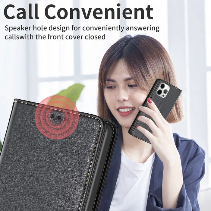 BINFEN COLOR BF18 For iPhone 16 Pro Case Card Slots PU Leather Phone Cover - Black - 7