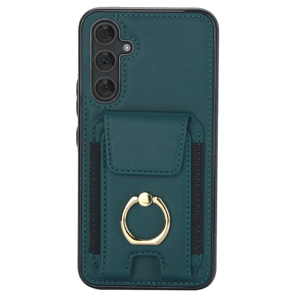 For Samsung Galaxy A54 5G Case Anit-Fall Kickstand Leather + TPU Phone Cover - Green - 1