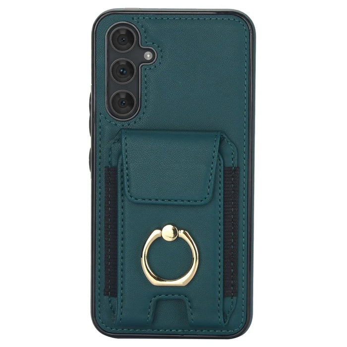 For Samsung Galaxy A54 5G Case Anit-Fall Kickstand Leather + TPU Phone Cover - Green - 1