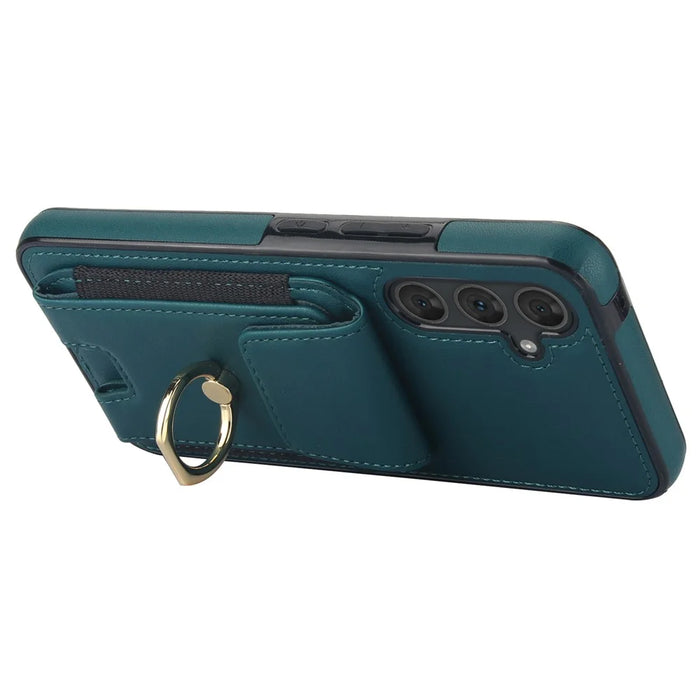 For Samsung Galaxy A54 5G Case Anit-Fall Kickstand Leather + TPU Phone Cover - Green - 2