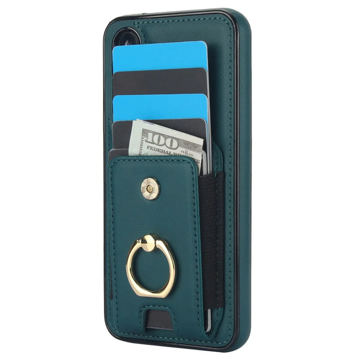 For Samsung Galaxy A54 5G Case Anit-Fall Kickstand Leather + TPU Phone Cover - Green - 3