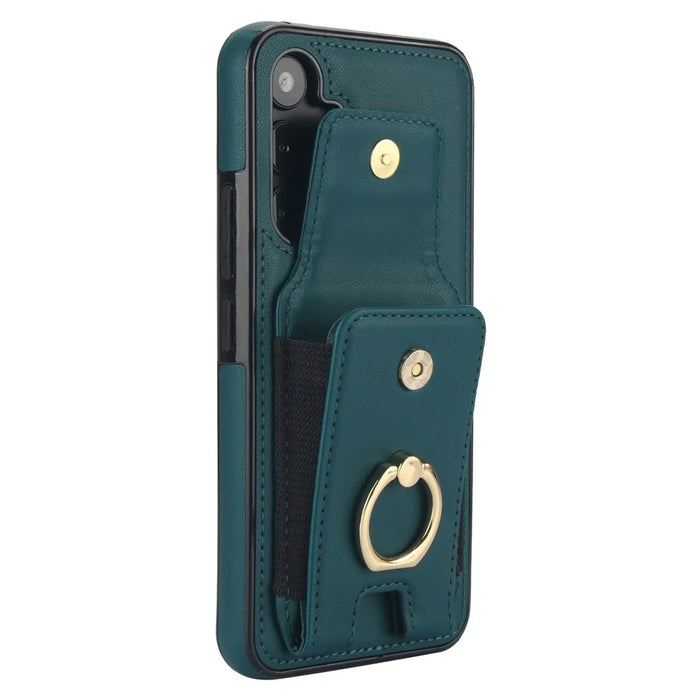 For Samsung Galaxy A54 5G Case Anit-Fall Kickstand Leather + TPU Phone Cover - Green - 6