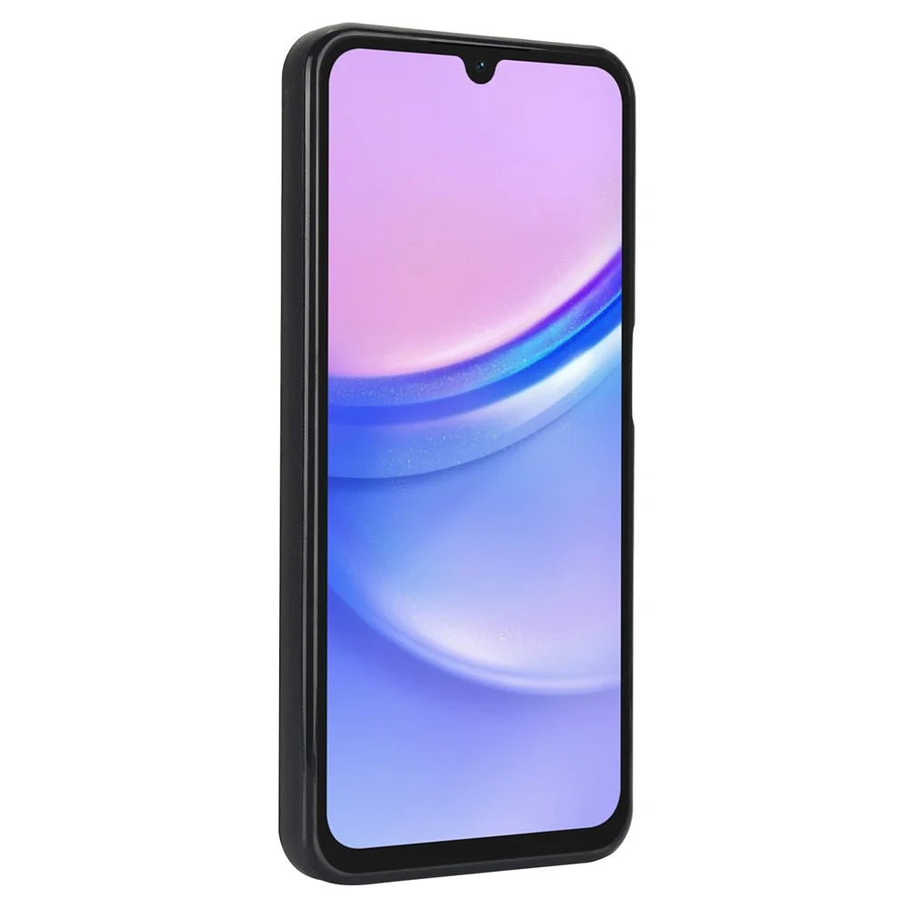 For Samsung Galaxy A15 4G / A15 5G Case Ring Kickstand Leather+TPU Cover with Card Holder - Black - 7