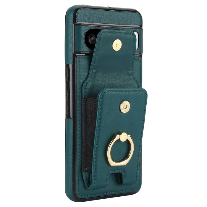For Google Pixel 8 Pro Case Anit-Fall Kickstand Leather + TPU Phone Cover - Green - 6
