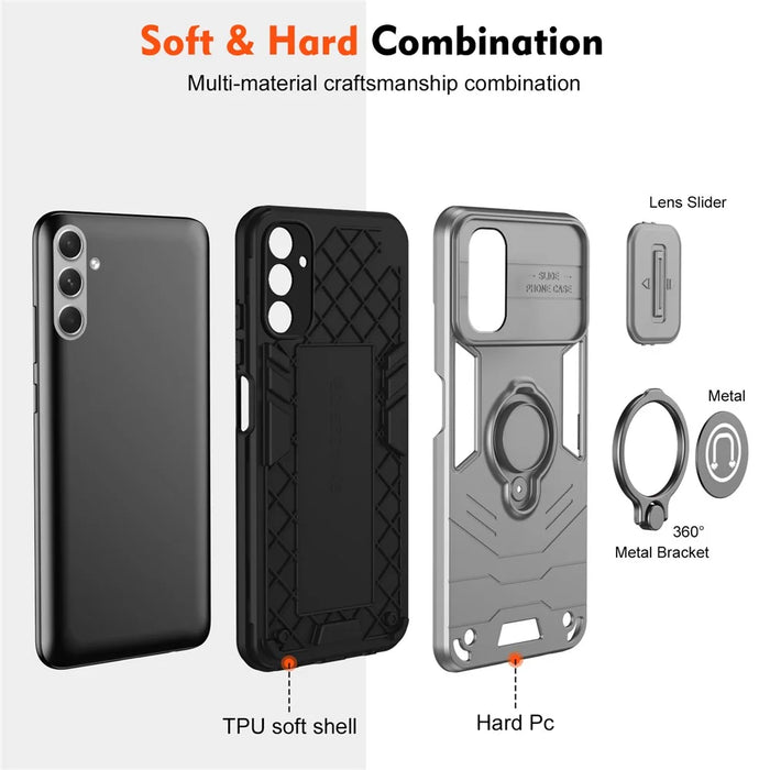 For Samsung Galaxy A54 5G Case Slide Lens Cover Kickstand Phone Protector - Grey - 6