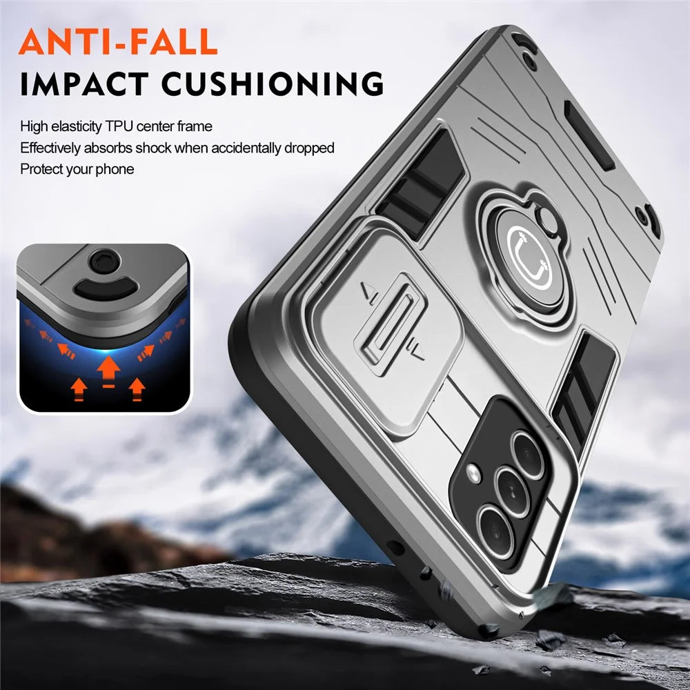 For Samsung Galaxy A55 Case Sliding Camshield PC+TPU Phone Cover - Grey - 4