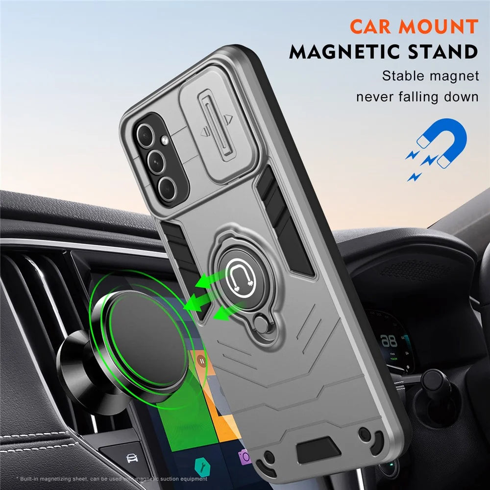 For Samsung Galaxy A55 Case Sliding Camshield PC+TPU Phone Cover - Grey - 5