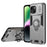 For iPhone 14 Case PC+TPU Anti-Drop Phone Cover with Ring Kickstand - Grey - 1