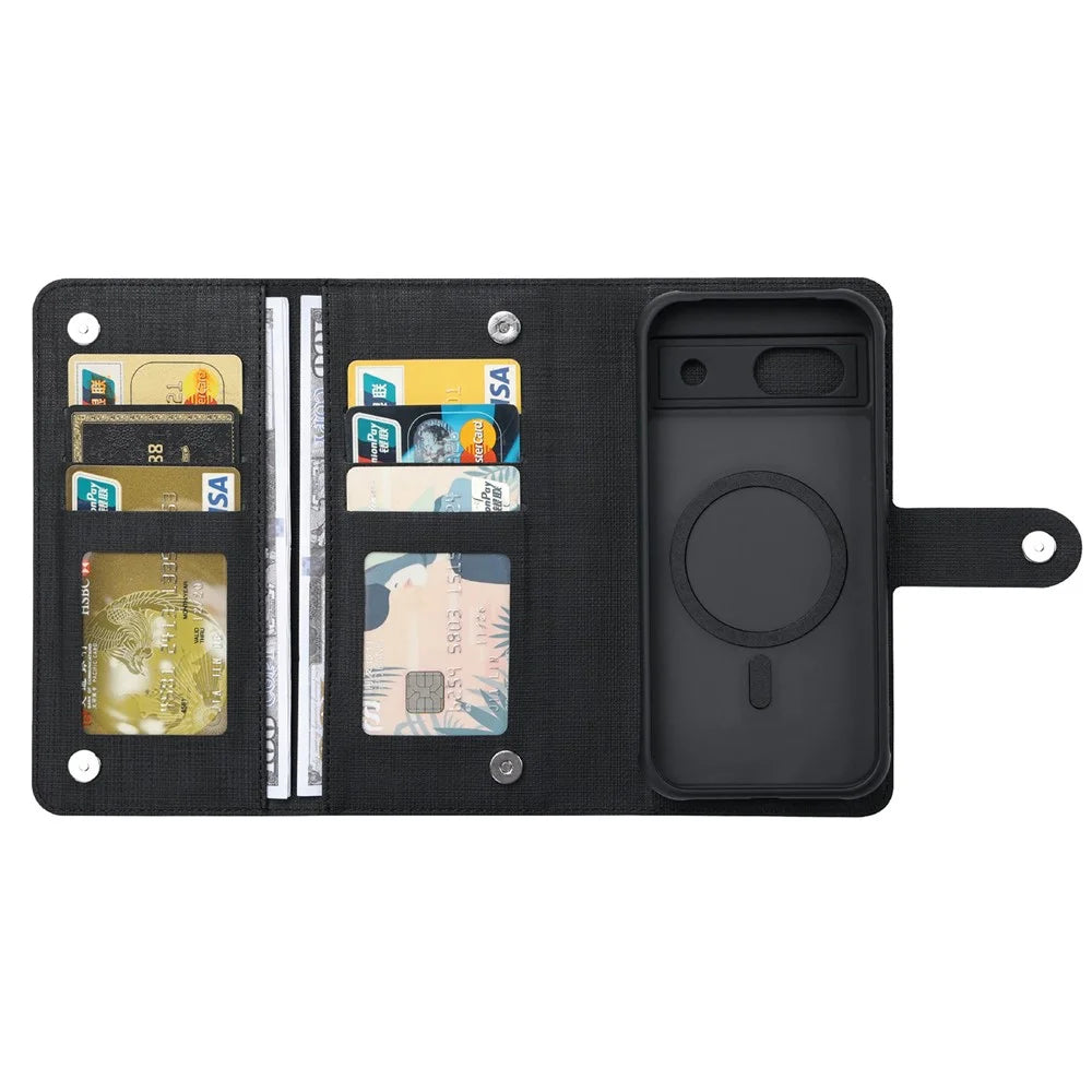 VILI GMA Series For Google Pixel 8a Magnetic Case RFID Blocking Wallet Detachable Leather Phone Cover -  Black - 5