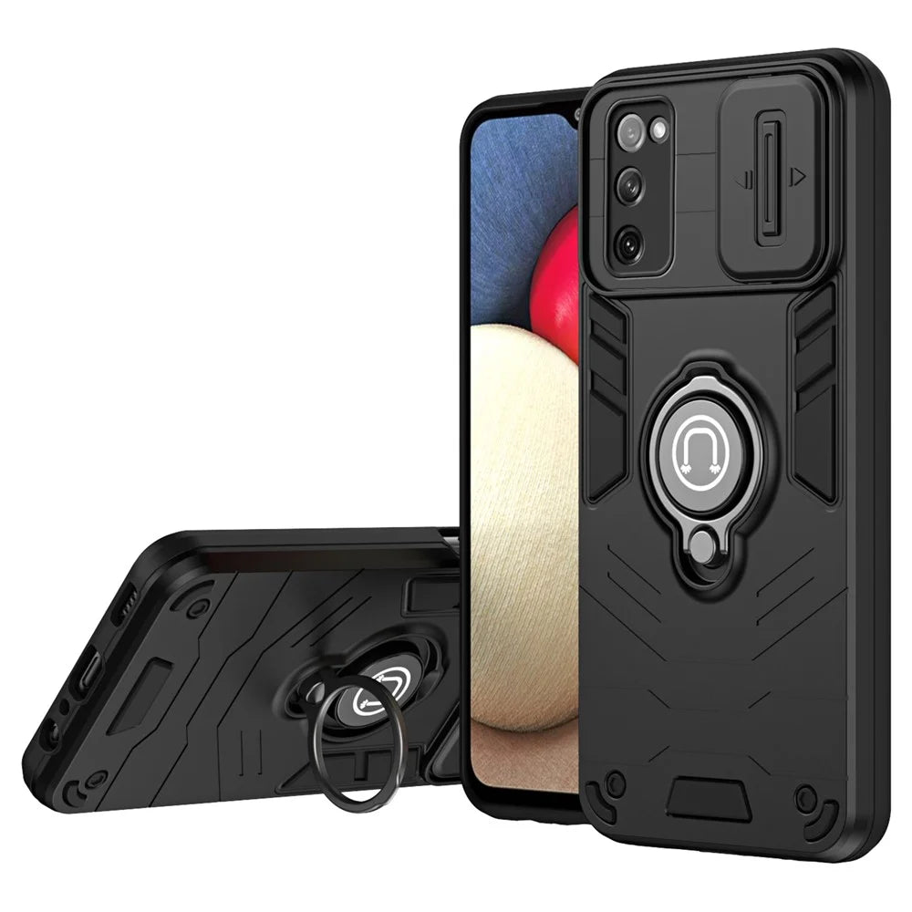For Samsung Galaxy S20 FE 5G / S20 FE / S20 FE 2022 / S20 Lite Case Slide Lens Guard Phone Kickstand Cover - Black - 1
