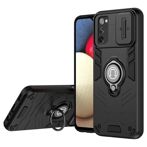 For Samsung Galaxy S20 FE 5G / S20 FE / S20 FE 2022 / S20 Lite Case Slide Lens Guard Phone Kickstand Cover - Black - 1