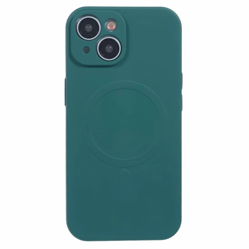For iPhone 15 Plus Magnetic Case TPU Phone Cover Shock Absorbing - Dark Green - 1