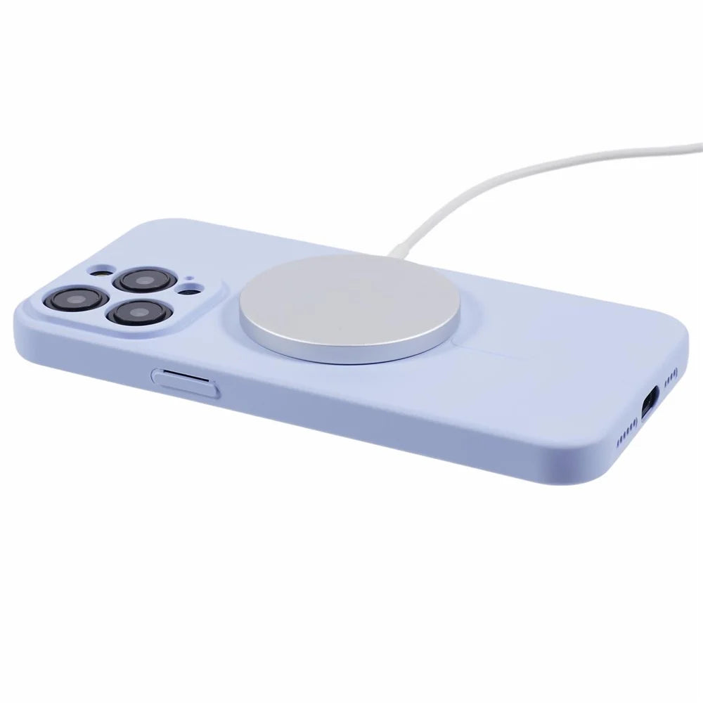 For iPhone 15 Pro Max Case Anti-Scratch TPU Phone Cover Compatible with MagSafe - Light Purple - 4
