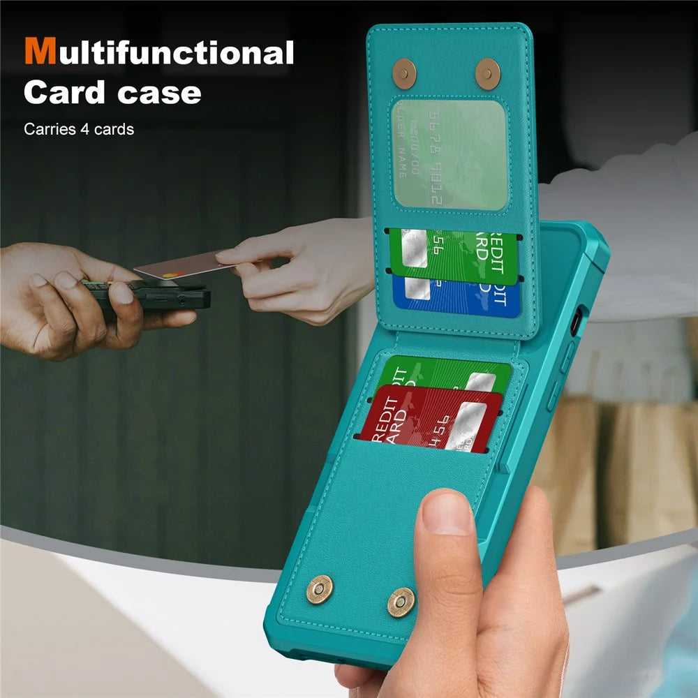 ZM11 For iPhone 12 Pro Max Kickstand Case Leather+TPU Card Slots Phone Cover -  Green - 4